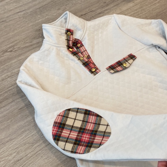 Cream Quilted Plaid Pullover | Size Small - Picture 2 of 6